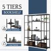 Bookcase and Bookshelf, Home Office 5 Tier Bookshelf, Open Freestanding Storage Shelf with Metal Frame