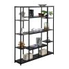 Bookcase and Bookshelf, Home Office 5 Tier Bookshelf, Open Freestanding Storage Shelf with Metal Frame