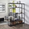 Bookcase and Bookshelf, Home Office 5 Tier Bookshelf, Open Freestanding Storage Shelf with Metal Frame