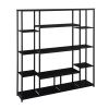 Bookcase and Bookshelf, Home Office 5 Tier Bookshelf, Open Freestanding Storage Shelf with Metal Frame