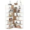 7-Tier Bookcase Home Office Bookshelf, L-Shaped Corner Bookcase with Metal Frame, Industrial Style Shelf with Open Storage, MDF Board
