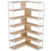 7-Tier Bookcase Home Office Bookshelf, L-Shaped Corner Bookcase with Metal Frame, Industrial Style Shelf with Open Storage, MDF Board