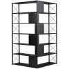7-Tier Bookcase Home Office Bookshelf, L-Shaped Corner Bookcase with Metal Frame, Industrial Style Shelf with Open Storage, MDF Board