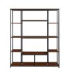 Bookcase and Bookshelf, Home Office 5 Tier Bookshelf, Open Freestanding Storage Shelf with Metal Frame