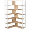 7-Tier Bookcase Home Office Bookshelf, L-Shaped Corner Bookcase with Metal Frame, Industrial Style Shelf with Open Storage, MDF Board