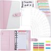 Amazon Banned Budget Binder, Money Organizer for Cash with 12pcs Clear Pockets & 24pcs Budget Sheets Budget Planner A6 Binder with PU Leather, Cash En