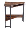 Triangle Computer Desk,Corner Desk With Smooth Keyboard Tray& Storage Shelves ,Compact Home Office,Small Desk With Sturdy Steel Frame As Workstation F