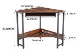 Triangle Computer Desk,Corner Desk With Smooth Keyboard Tray& Storage Shelves ,Compact Home Office,Small Desk With Sturdy Steel Frame As Workstation F