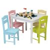 Kids Wooden Table and 4 Chair Set, 5 Pieces Set Includes 4 Chairs and 1 Activity Table, Toddler Table for 3-7 Years, Playroom Furniture, Picnic Table