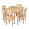 Kids Wooden Table and 4 Chair Set, 5 Pieces Set Includes 4 Chairs and 1 Activity Table, Toddler Table for 3-7 Years, Playroom Furniture, Picnic Table