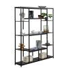 Bookcase and Bookshelf, Home Office 5 Tier Bookshelf, Open Freestanding Storage Shelf with Metal Frame