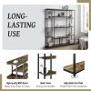 Bookcase and Bookshelf, Home Office 5 Tier Bookshelf, Open Freestanding Storage Shelf with Metal Frame