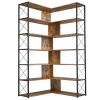 7-Tier Bookcase Home Office Bookshelf, L-Shaped Corner Bookcase with Metal Frame, Industrial Style Shelf with Open Storage, MDF Board