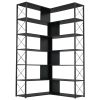 7-Tier Bookcase Home Office Bookshelf, L-Shaped Corner Bookcase with Metal Frame, Industrial Style Shelf with Open Storage, MDF Board