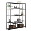 Bookcase and Bookshelf, Home Office 5 Tier Bookshelf, Open Freestanding Storage Shelf with Metal Frame
