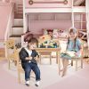 Kids Wooden Table and 4 Chair Set, 5 Pieces Set Includes 4 Chairs and 1 Activity Table, Toddler Table for 3-7 Years, Playroom Furniture, Picnic Table
