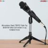 Mini Microphone Stand Tripod Universal Adjustable Desk Microphone Stand Portable Foldable Table Top Desktop Stand with Small Plastic Microphone Clip 5