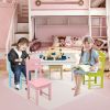 Kids Wooden Table and 4 Chair Set, 5 Pieces Set Includes 4 Chairs and 1 Activity Table, Toddler Table for 3-7 Years, Playroom Furniture, Picnic Table